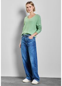 Street One Damen Strickpullovermilky grün meliert, casual, Gr. 40, unifarben, Stoff, 50% Viskose, 28% Polyester, 22% Polyamid, Pullover, mit