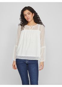 Vila Damen Blusenshirt "VIEDEE L/S TOP - NOOS", weiß, modisch, Gr. 42, unifarben, Chiffon, Obermaterial: 100% Polyester, Shirts