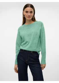Véro Moda VERO MODA Damen Rundhalspullover "VMDOFFY LS O-NECK BLOUSE GA NOOS", grün, modisch, Gr. M, meliert, Strick, Feinstrick, Obermaterial: 94% Polyester,