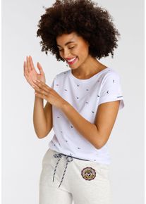 Kangaroos Damen Print-Shirt, weiß, casual, Gr. 52, bedruckt, kontrastfarbene Details, Single Jersey, Obermaterial: 50% Baumwolle, 50% Modal, Shirts,