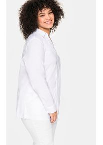 sheego Damen Hemdbluse, weiß, Gr. 46, unifarben, 70% Baumwolle, 27% Polyamid, 3% Elasthan, Blusen