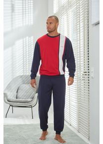 H.I.S. H.I.S Herren Pyjama "Schlafanzug für Herren", Gr. 44, weiß, Jersey, Obermaterial: 100% Baumwolle, unifarben mit Farbeinsätzen, Basic, Homewear-Sets,