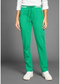 Kangaroos Damen Jerseyhose, grün, casual, Gr. 40, unifarben mit Farbeinsatz, unifarben, Strukturmuster, Waffelmuster, Piquu00e9, Obermaterial: 60%
