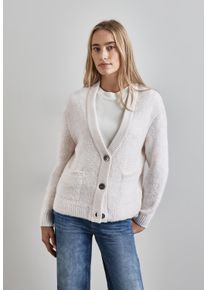 Street One Damen Cardigan, weiß, casual, Gr. 46, unifarben, Stoff, 50% Polyacryl, 31% Polyester, 19% Baumwolle, Strickjacken, mit V-Ausschnitt