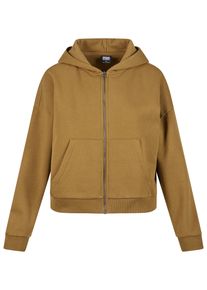 Urban Classics Damen Sweatjacke "Urban Classics Damen Ladies Boxy Zip Hoody", grün, Gr. XL, unifarben, 65% Baumwolle, 35% Elasthan, Sweatjacken