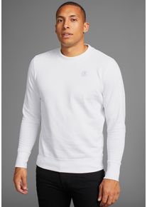 DELMAO Herren Sweatshirt, weiß, Basic, Gr. XXL, unifarben, angeraute Sweatware, Obermaterial: 60% Baumwolle, 40% Polyester, Sweatshirts, Langarm,