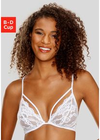 Lascana Damen Bügel-BH, Gr. 70, weiß, Spitze, Obermaterial: 88% Polyamid, 12% Elasthan, sexy, BHs, aus Spitze und Zierbänder, sexy Dessous, Reizwäsche