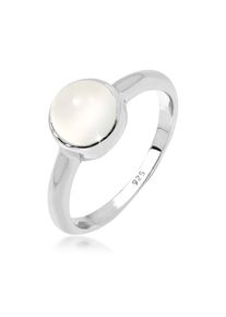 Elli Damen Fingerring "mit Mondstein rund 925 Sterling Silber", 52mm,mit Steinen, Silber 925 (Sterlingsilber), 2mm, weiß, Silber 925