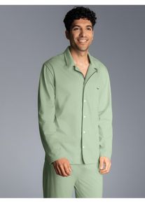 TRIGEMA Herren Schlafanzug "TRIGEMA Schickes Schlafanzug Oberteil mit Knopfleiste", Gr. XL, grün, 100% Baumwolle, casual, Homewear-Sets