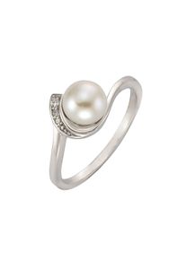 ZEEme Damen Fingerring "Silber 925 rhodiniert mit weißer Perle & Zirkonia", 054 (17,2), Silber 925 (Sterlingsilber), weiß, Silber 925