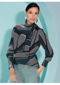 CRÉATION L CREATION L Damen Langarmbluse, grün, Gr. 36, gemustert, 100% Polyester, Blusen