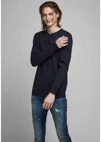 Jack & Jones JACK & JONES Herren Rundhalspullover "BASIC KNIT CREW NECK", blau, modisch, Gr. XL, Obermaterial: 100% Baumwolle, Pullover
