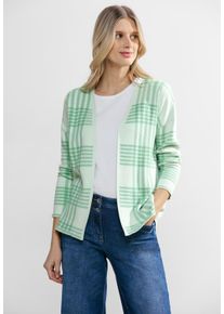 Cecil Damen Strickjacke, grün, casual, Gr. M, kariert, Stoff, 50% Viskose, 28% Polyester, 22% Nylon, Strickjacken, in Melange Optik
