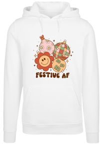 F4NT4STIC Damen Kapuzenpullover "Festive AF Christmas Tree Balls", weiß, casual, Gr. M, Obermaterial: 65% Baumwolle, 35% Polyester, Pullover, Premium
