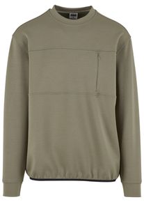 Urban Classics Herren Rundhalspullover "Urban Classics Scuba Zip Pocket Crew", grün, casual, Gr. XXL, unifarben, 95% Polyester, 5% Elasthan, Pullover