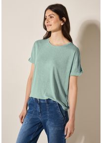 Cecil Damen T-Shirtice sage grün, casual, Gr. XXL, glänzend, Stoff, 55% Polyester, 45% Viskose, Shirts, mit Rundhalsausschnitt