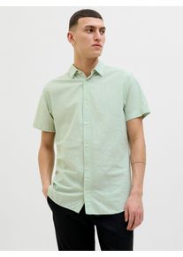 Jack & Jones JACK & JONES Herren Kurzarmhemd "JJEBREEZE SHIRT SS SN", grün, modisch, Gr. S, unifarben, Web, Obermaterial: 70% Baumwolle, 30% Leinen, Hemden, mit