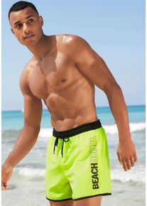 Venice Beach Herren Badeshorts "Bo", grün, Gr. M, unifarben, Microfaser, Recycling-Polyester, Microfaser, Polyester, Badehosen, mit Logodruck am Bein