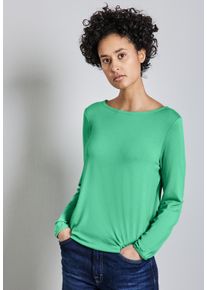 Street One Damen Langarmshirt, grün, casual, Gr. 44, unifarben, Stoff, 95% Viskose, 5% Elasthan, Shirts, mit U-Boot-Ausschnitt