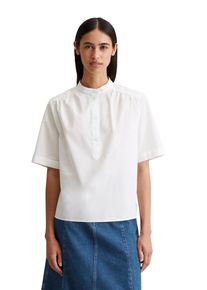 Marc O'Polo Damen Kurzarmbluse "aus Papertouch Popeline", weiß, Gr. XL, MARC O'POLO DENIM, unifarben, Obermaterial: 100% Baumwolle, Blusen