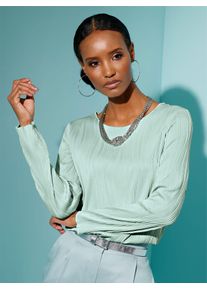 CRÉATION L CREATION L Damen Langarmshirt "Jacquard-Shirt", grün, Gr. 36, unifarben, 90% Polyester, 10% Elasthan, Shirts