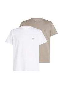 Herren T-Shirt "2 PACK MONOLOGO", weiß, casual, Gr. XXXL, Calvin Klein Jeans, bedruckt, Single Jersey, Obermaterial: 100% Baumwolle, Shirts, Logodruck