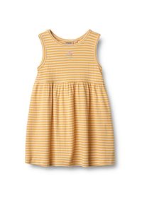 Wheat Mädchen Jerseykleid "Wheat Kleid Jersey Embroidery Martha"gelb rib stripe, Gr. 110, 100% Bio-Baumwolle, Kleider