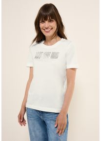 Cecil Damen T-Shirt, weiß, casual, Gr. XXL, bedruckt, Web, 100% Baumwolle , Shirts, aus reiner Baumwolle