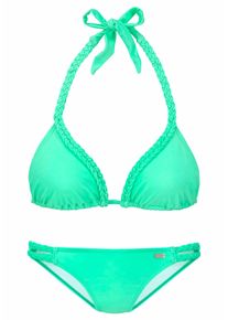 Buffalo Damen Triangel-Bikini, grün, Gr. 32, Flechtoptik, Polyamid, Bikini-Sets, mit geflochtenen Details