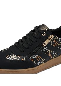 Marco Tozzi Damen Plateausneaker, Gr. 41, schwarz, Lederimitat, bedruckt, modisch, Schuhe, Halbschuh, Schnürschuh, Freizeitschuh mit