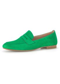 Gabor Damen Loafer, Gr. 39, grün, Ziegenveloursleder, klassisch, Schuhe, Slipper, Business Schuh mit Zierriegel und Blockabsatz