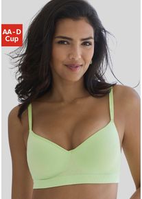 Lascana Damen Push-up-BH "COMFY BRA", Gr. 75, grün, Piquu00e9, Obermaterial: 50% Baumwolle, 33% Polyamid, 14% Polyester, 3% Elasthan, modisch, BHs,