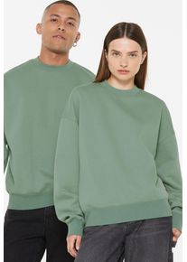 Harlem Soul Herren Sweater, grün, casual, Gr. M, unifarben, Material: 65% Baumwolle, 35% Polyester, Sweatshirts, mit überschnittenen Schultern