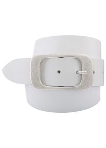 Bernd Götz BERND GÖTZ Damen Ledergürtel, weiß, Basic,casual,modisch, Gr. 100, genarbt, unifarben, Leder, Gürtel, mit flächiger Schließe