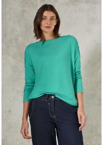 Cecil Damen Langarmshirt, grün, casual, Gr. XL, unifarben, Stoff, 67% Viskose, 28% Polyester, 5% Elasthan, Shirts, mit Tunnelzugsaum