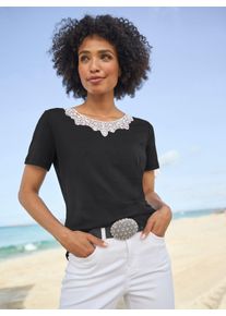 Heine Damen T-Shirt "T-Shirt", schwarz-weiß, Gr. 46, unifarben, 100% Baumwolle, Shirts