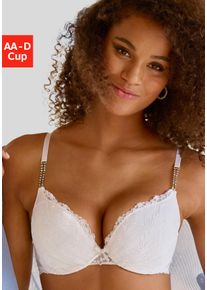 Lascana Damen Push-up-BH "Dalia", Gr. 85, weiß, Microtouch, Spitze, Obermaterial: 55% Polyester, 39% Polyamid, 6% Elasthan, feminin, BHs, mit edlen