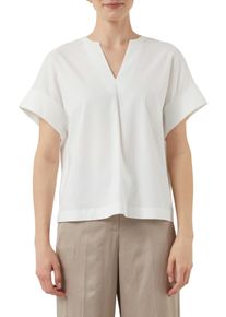 comma, COMMA Damen T-Shirt, weiß, casual, Gr. 40, unifarben, Single Jersey, Obermaterial: 100% Baumwolle, Shirts, mit geschlitztem Rundhalsausschnitt