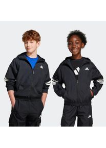 Kinder Kapuzensweatshirt "J FI WV TOP", schwarz-weiß, sportlich, Gr. 164, adidas Sportswear, Obermaterial: 100% Polyamid, Sweatshirts