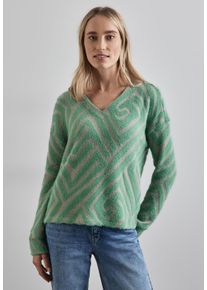 Street One Damen Langarmshirt, grün, casual, Gr. 44, bedruckt, Stoff, 60% Polyamid, 25% Polyester, 15% Viskose, Shirts, aus softem Materialmix
