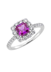 Damen Silberring "Ziersteine, Zirkonia weiß, Silber 925", 54, Silber 925 (Sterlingsilber), pink, Giorgio Martello MILANO, Silber 925