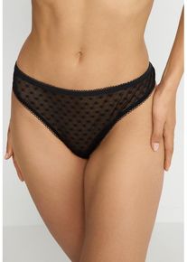 LSCN BY LASCANA String schwarz Gr. 32/34 für Damen. Mit Spitzenkante, Mesheinsatz