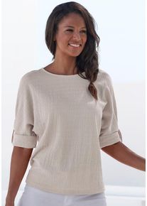Vivance 2-in-1-Shirt 'zum Krempeln' beige Gr. 32/34 für Damen. Mit Rundhals. Lässig Geschnitten. Nachhaltig.