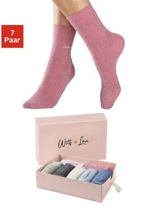 Lascana Basicsocken mehrfarbig Gr. 39-42 für Damen. Mit Logostickerei. Elastisch. Nachhaltig.