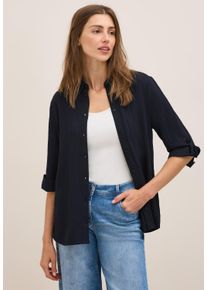 Cecil Damen Hemdbluseurban dunkelblau, casual, Gr. XS, unifarben, Web, Obermaterial: 56% Viskose, 43% Polyester, 1% Elasthan, Blusen, mit Struktur