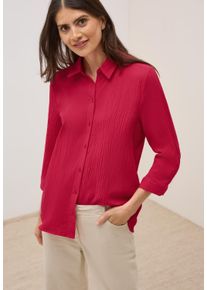 Cecil Damen Hemdbluseglazed apple rot, casual, Gr. XS, unifarben, Web, Obermaterial: 56% Viskose, 43% Polyester, 1% Elasthan, Blusen, mit Struktur