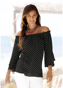 Lascana Carmenbluse mehrfarbig Gr. 36 für Damen. Mit Carmenausschnitt. Figurumspielend