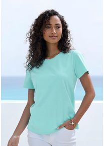 Beach Time BEACHTIME T-Shirt 'mit modischem Schlitz am Saum' blau Gr. 32/34 für Damen. Mit Rundhals. Figurumspielend. Nachhaltig.