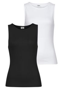 Buffalo Damen Tanktopweiß,, schwarz, Basic, Gr. 32, unifarben, Rippware, Obermaterial: 95% Baumwolle, 5% Elasthan, Tops, aus weicher Rippware