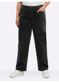 sheego Große Größen Cordhose mit geradem Bein, schwarz, Größe 50 - Damen